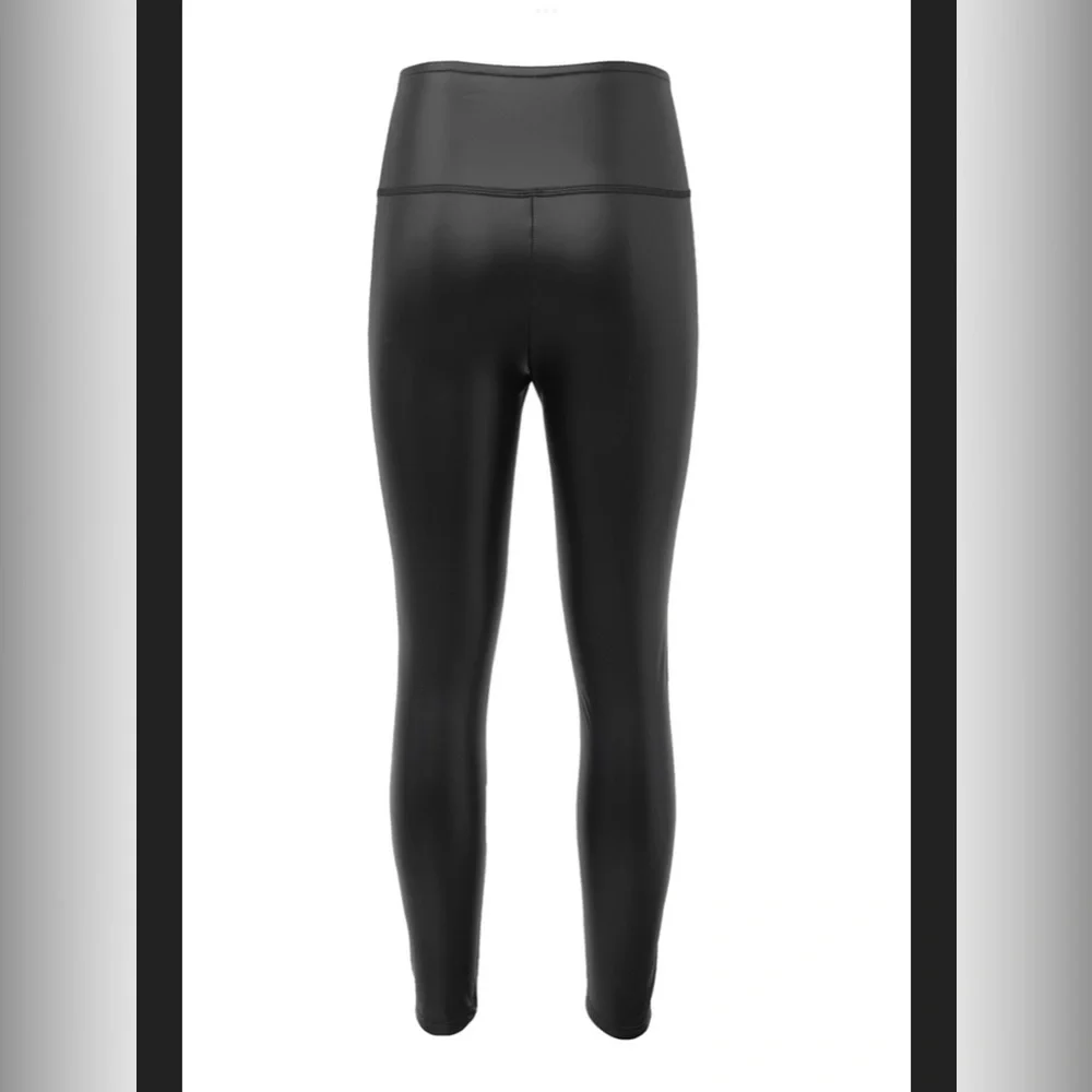 Last 1 ! Black Faux Leather High Rise Leggings - Picture 6 of 13